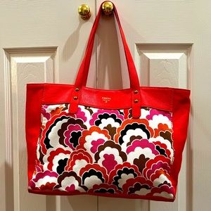 Fossil large tote floral pink white 13 x 10